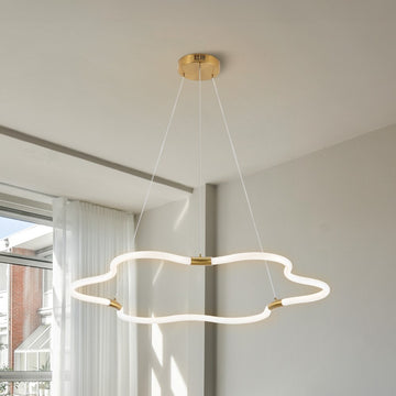 Nuvola 31.5" Contemporary Minimalist Metal/Acrylic Adjustable Dimmable Cloud Integrated LED Chandelier - JONATHAN Y